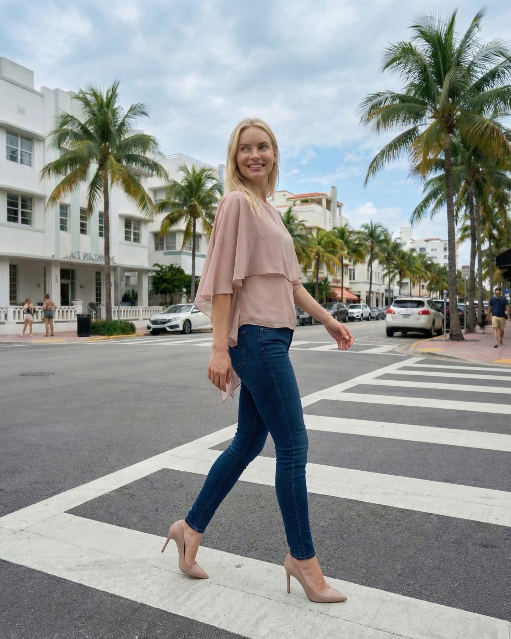 Limsa Club Ruffle Collar Chiffon Blouse in Mink — side view