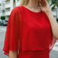 Limsa Club Ruffle Collar Chiffon Blouse in Red — full-length view