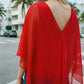 Limsa Club Ruffle Collar Chiffon Blouse in Red — close-up detail