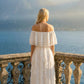 Limsa Club Seraphine Off-Shoulder Evening Gown in Bone — detail view