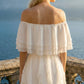 Limsa Club Seraphine Off-Shoulder Evening Gown in Bone — close-up detail