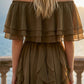 Limsa Club Seraphine Off-Shoulder Evening Gown in Brown — close-up detail