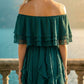 Limsa Club Seraphine Off-Shoulder Evening Gown in Green — close-up detail