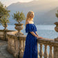 Limsa Club Seraphine Off-Shoulder Evening Gown in Sax Blue — side view