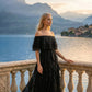 Limsa Club Seraphine Off-Shoulder Evening Gown in Black — side view